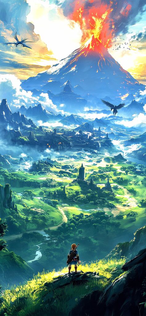 Zelda Wallpaper Phone, The Legend Of Zelda Wallpaper Iphone, Legend Of Zelda Landscape, Legend Of Zelda Wallpaper Aesthetic, Zelda Scenery, Zelda Lockscreen, Legend Of Zelda Background, Breath Of The Wild Landscape, Zelda Phone Wallpaper