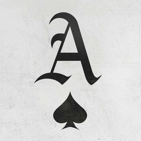 Card Drawings Ace, Ace Symbol Tattoo, A Spade Tattoo, A Of Spades Tattoo, Ace Card Art, Ace Of Spades Design, 90s Style Tattoos, A Tatoos, Ace Of Spades Card Tattoo