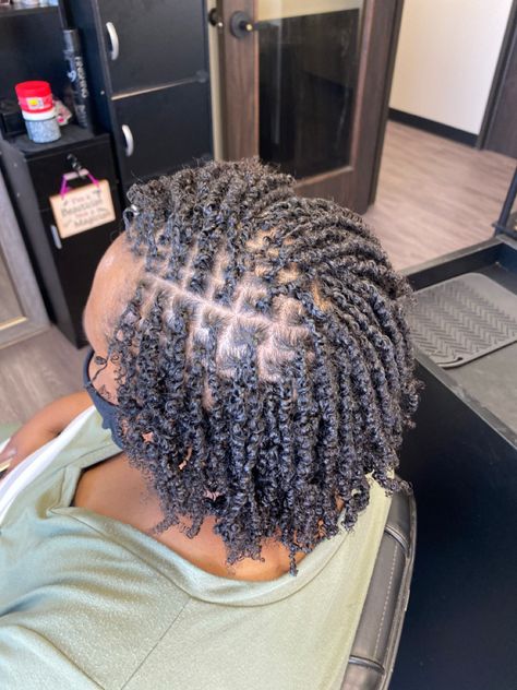 Starter Locs with two strand twist Two Strand Twist Starter Locs Black Women, Start Locs With Two Strand Twist, Starter Locs With Braids, Starter Locs Two Strand Twist Short, Small Loc Parts, Two Strand Twist Starter Locs 4c Hair, Two Strand Starter Locs, Microloc Hairstyles, Loc Twists