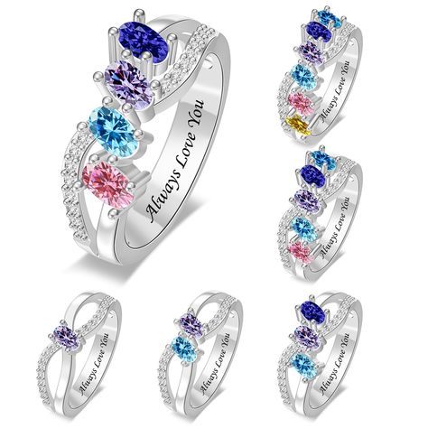 PRICES MAY VARY. Customized Birthstone Ring: This mother's ring consists of 1-6 oval simulated birthstones. The birthstone is embedded in the upper and lower parts of the outer side of the ring, matching the shape design of the ring, making it simple and elegant. This custom mom ring is suitable for pairing with various clothing. Gift Choice: This custom ring with birthstones can be used as a gift for various holidays: Mother's Day/Thanksgiving gift for mother/grandmother; An anniversary day gif Stackable Birthstone Rings Mothers, Wedding Ring Redesign, Ring With Birthstones, Mother Daughter Rings, Daughter Ring, Custom Birthstone Ring, Stackable Birthstone Rings, Mother's Ring, Birthstone Ring Mothers