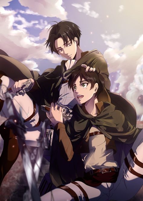 OTP/BROTP #3: Eren and Levi. It's more than a brotp, it's like family. But not exactly. My ships are really complicated... Levi Historia, Eren Aot, Attack On Titan Ships, Captain Levi, Titans Anime, Attack On Titan Eren, Attack On Titan Fanart, Attack On Titan Levi, Attack On Titan Art