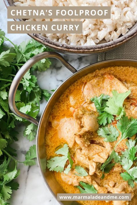 This Foolproof Chicken Curry starts by marinating chicken in yoghurt with fragrant garam masala, warming turmeric and a touch of punchy chilli to make the base. A few tomatoes are then cooked down in a heavy pan (it will need a lid) with some cumin and the marinated chicken is tipped in to cook for 15 minutes. A sprinkling of fresh coriander is the final garnish. It is very quick - easily ready in under an hour but still packs plenty of flavour Marinating Chicken, Dhal Recipe, Chicken Masala, Savoury Baking, Curry Chicken Recipes, Chicken Curry, Gluten Free Chicken, Marinated Chicken, Curries