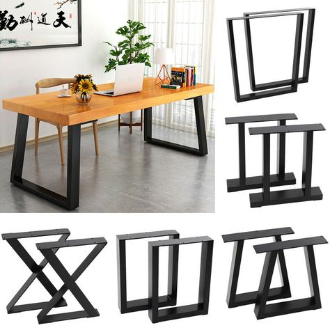 Dining Table Legs Metal, Steel And Wood Desk, Table Metal Legs Design, Steel And Wood Furniture, Metal Legs For Table, Industrial Furniture Table, Meja Industrial, Metal Leg Dining Table, Steel Frame Furniture