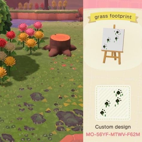 Animal Crossing Designs Acnh Grass Design, Paths Animal Crossing, Farmcore Acnh, Acnh Farmcore, Animal Crossing Designs, Grass Design, Animal Footprints, Animals Crossing, Acnh Designs