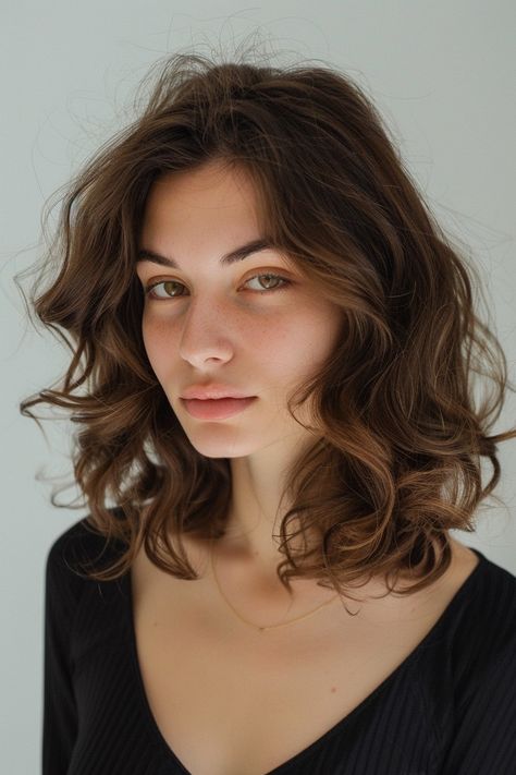 Lobs For Fine Wavy Hair, Below Shoulder Curly Hair, Wavy Lob With Layers, Natural Wavy Hair Wedding, Midlength Haircuts Wavy, Natural Waves Short Hair, Clavicle Bob Haircut, Curly Mid Length Hair With Layers, Wavy Hair Long Bob