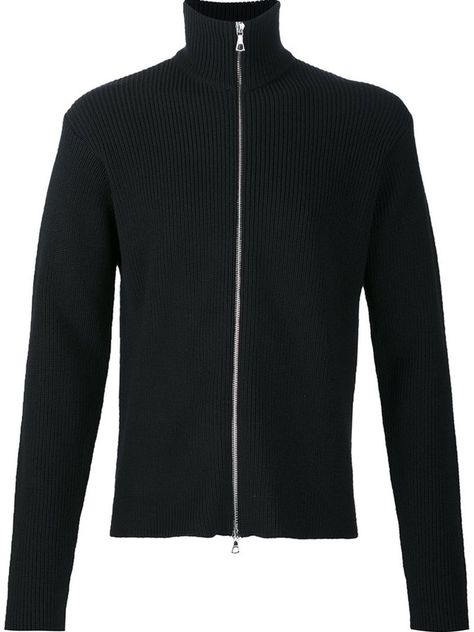 Officine Generale ribbed funnel neck cardigan Officine Generale, Rib Knit Cardigan, Cardigan Sweaters, Zip Cardigan, Mens Cardigan, Knitwear Men, Knitwear Cardigan, Funnel Neck, Black Cardigan