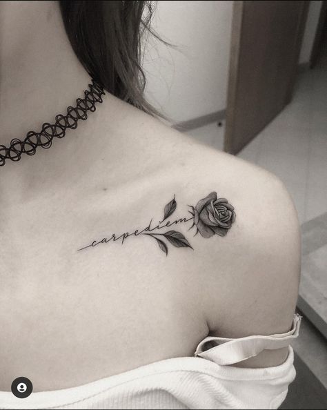 Under Collar Bone Tattoos, Small Tattoos For Girls, Rose Tattoo With Name, Collar Bone Tattoo For Men, Collar Tattoo, Small Girly Tattoos, Bone Tattoo, Rose Tattoos For Women, Small Rose Tattoo