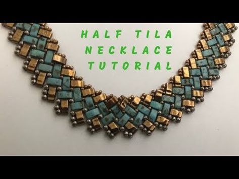 YouTube Tila Necklace, Diy Necklaces Tutorial, Simple Beaded Necklaces, Beaded Necklace Tutorial, Embroidery Necklace, Tila Beads, Bead Tutorials, Beaded Necklace Patterns, Diy Collier