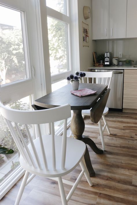 Bistro Table Kitchen Small Spaces, Small Kitchen Table For Apartment, No Dining Space Solutions, Kitchen Tables For Small Kitchen, Small Dropleaf Table, Small Dropleaf Kitchen Table, Small Dining Room Table For Two, Small Dining Room In Kitchen, Small Table And Chairs For Kitchen