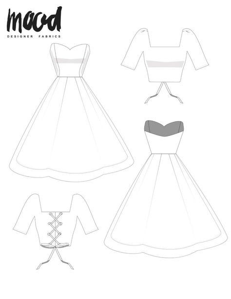 The Rodanthe Dress - Free Sewing Pattern - Mood Sewciety Cosplay Sewing Patterns Free, Formal Dress Sewing Patterns, Mood Sewing Patterns, Free Dress Sewing Patterns, Sweetheart Dress Pattern, Mood Patterns, Easy Sewing Patterns Free, Lace Dress Pattern, 50s Vibes