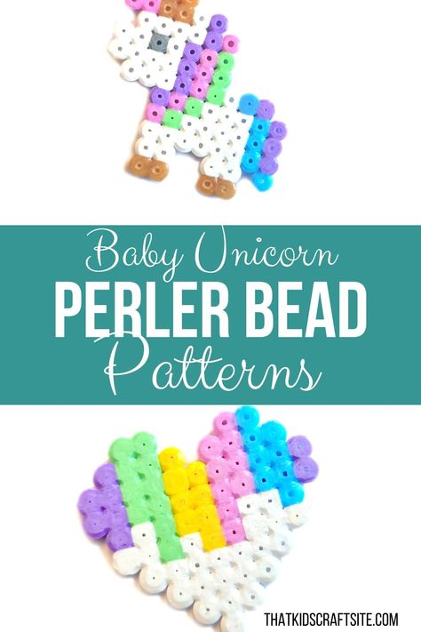 Baby Unicorn Perler Bead Patterns - That Kids' Craft Site Perler Unicorn, Unicorn Perler Bead Pattern, Melt Beads Patterns, Beads Patterns, Baby Unicorn, Melting Beads, Our Baby, Fuse Beads, Themed Jewelry