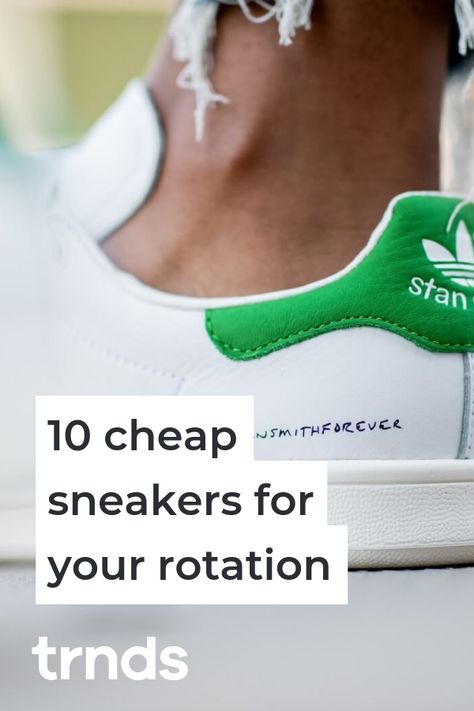 10 Cheap Sneakers for your Rotation. Here are 10 affordable sneakers to add to your shoe rotation! Getting your hands on a nice pair of cheap sneakers is actually a lot easier than most people think. Gone are the days when customers had to spend large amounts of money to be “stylish”. That’s why we’ve put together inexpensive sneakers that we believe should be part of the rotation of every self-respecting sneakerhead. #sneakers #affordable #nike #puma #adidas #shoes Affordable Sneakers, Shoe Rotation, Cheap Sneakers, Affordable Shoes, Athleisure Trend, Goose Shoes, Mid Top Sneakers, Sneakers Looks, Golden Goose Sneakers