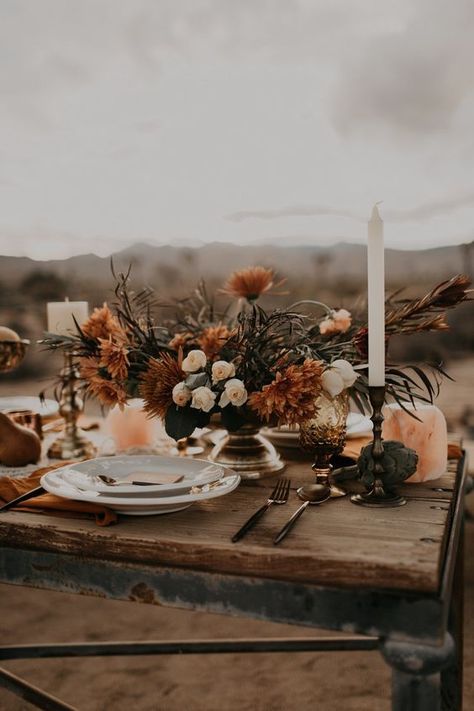 Orange Wedding Centerpieces, Boho Centerpiece, Orange Wedding Themes, Burnt Orange Wedding, Boho Wedding Theme, Urban Wedding Venue, Burnt Orange Weddings, Fall Wedding Centerpieces, Rustic Fall Wedding