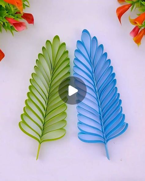 How To Make Leaves With Paper, Paper Leaf Craft, Leaf Paper Craft, Paper Leaf Diy, Origami Leaves, Paper Leaf, Diy Leaves, Papel Craft, Paper Leaves