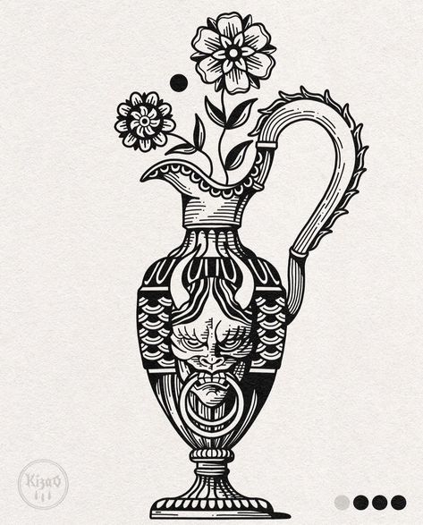 #tattoo #tattoos #inked #tattooart #tattooed #tattooideas #tattoodesign #tattooinspiration #tattoosleeve #tattooflash #inkedgirls #tattooedwomen  #InkLaughs  #TattooFails Tattoos For Women Sketch, Traditional Vase Tattoos, Traditional Tattoo Vase, Traditional Black Tattoo, Abstract Tattoo Ideas, Minimalist Tattoo Ideas, Engraving Tattoo, Filigree Tattoo, Autumn Tattoo