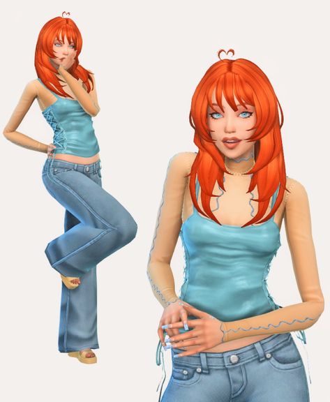 Sims 4 Cas Mods Outfits, Sims 4 Cc Y2k Hair Maxis Match, Sims 4 Ideas People, Sims Ideas People, The Sims 2 Cc, Nails Top, Sims 4 Traits, Sims 4 Cc Skin, 2000s Clothes