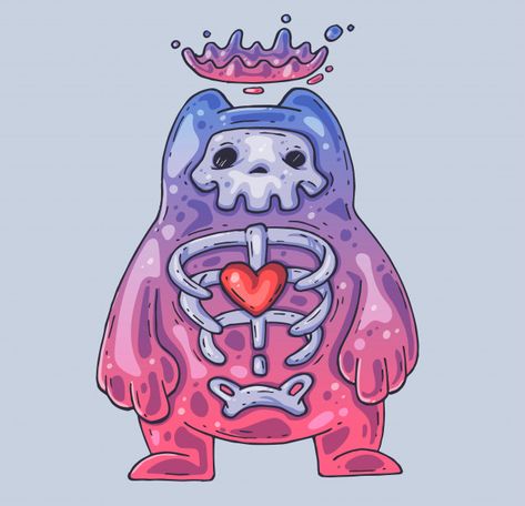 Skeleton in a jelly monster. Jelly Monster, Monster Drawing, Cartoon Monsters, 캐릭터 드로잉, Monster Design, Sketch Art, Illustration Character Design, Sketchbook Art Inspiration, A Drawing