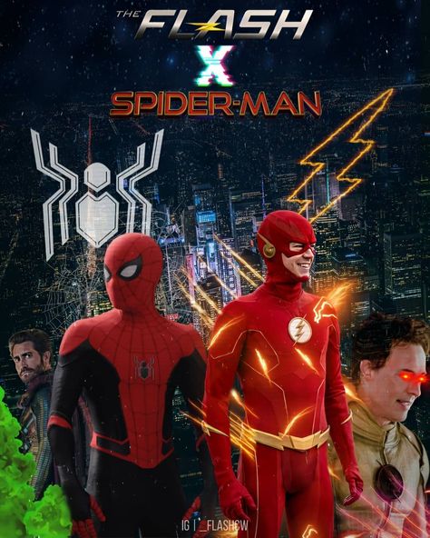 Flash X Spiderman, Flash And Spiderman, Spiderman Dc Crossover, The Flash Movie 2023 Wallpaper, Superman Vs Flash Race, The Flash Comic Cover, Spiderman Comic, Dc Universe, The Flash