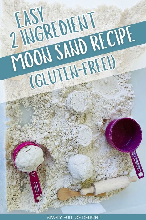 easy 2 ingredient moon sand recipe gluten free Moon Dough Recipe Flour, Moon Sand Recipe 2 Ingredients, Moon Dough Recipe, Moonsand Recipe, Moon Sand Recipe, Moon Dough, Diy Moon Sand, Homemade Moon Sand, Sands Recipe