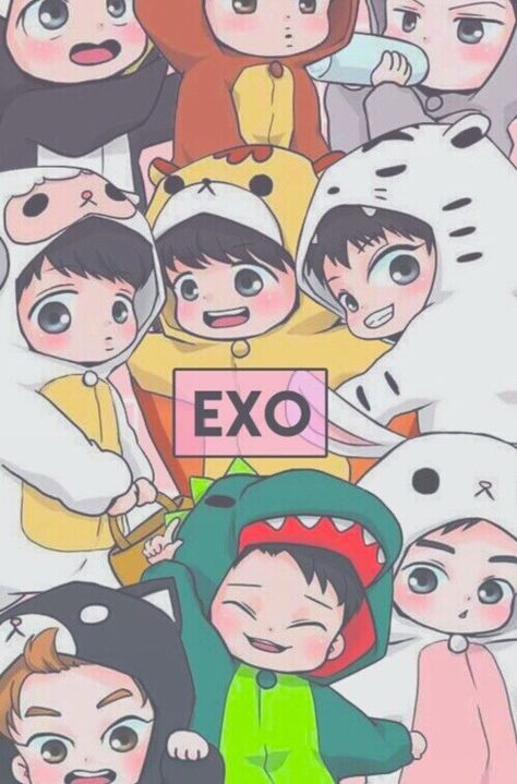 I just love these little Chibi Exo Fanarts' :3 Exo Cartoon, Exo Anime, Exo Stickers, Exo Group, Exo Background, Exo Chibi, Lay Exo, Exo Music, Exo Art