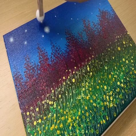 Painting Firefly Forest / Easy Acrylic Painting Technique | art of painting, forest | Painting Firefly Forest / Easy Acrylic Painting Technique | By Painting Skills Firefly Forest, Firefly Painting, Painting Techniques Art, Art Of Painting, Painting Forest, Painting Skills, Easy Acrylic Painting, Forest Painting, Acrylic Painting Techniques