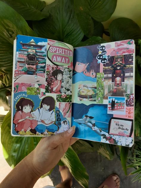 Ghibli Journal Ideas, Ghibli Drawing Ideas, Studio Ghibli Scrapbook, Ghibli Scrapbook, Studio Ghibli Journal, Ghibli Journal, Fantasy Scrapbook, Movie Scrapbook, Homemade Journal