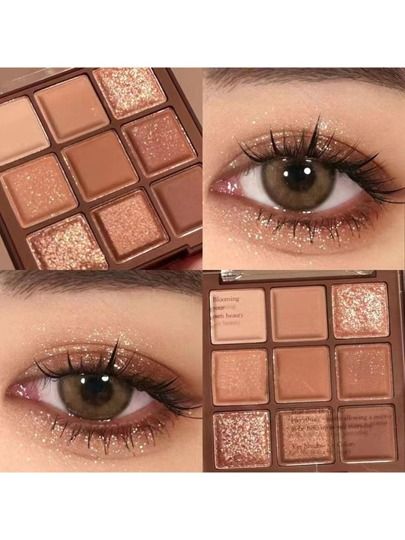 Makeup Without Powder, Makeup Eyeshadow Pallets, Chocolate Eyeshadow Palette, Chocolate Eyeshadow, Eye Highlighter, Makeup Pallets, Shiny Eyes, Glitter Eyeshadow Palette, Beauty Make-up