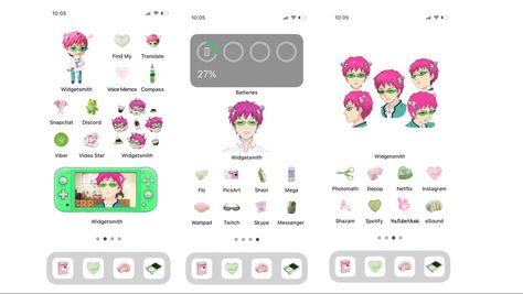 Saiki K Phone Layout, Saiki K Widget Icons, Saiki K Phone Theme, Saiki K Homescreen, Saiki K Widget, Saiki Widget, Anime Home Screen, Lockscreen Themes, Saiki K