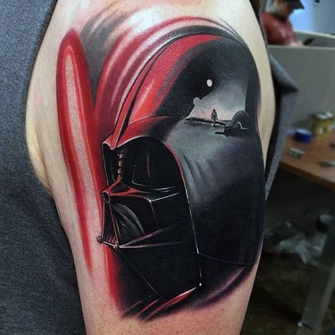 100 Darth Vader Tattoo Designs For Men - Cool Star Wars Ideas Darth Vader Tattoo Design, Vader Tattoo, Star Wars Tattoo Sleeve, Darth Vader Tattoo, Nikko Hurtado, Colour Tattoo, Tattoo Henna, Star Wars Quotes, Koi Tattoo