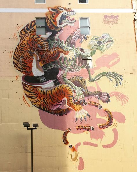 A mural located in San Francisco. Click to get the address. Grafitti Street, Eye Of The Tiger, Best Street Art, Amazing Street Art, Urban Graffiti, Murals Street Art, Art Japonais, Street Art Graffiti, The Tiger