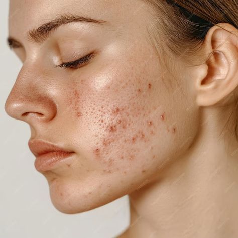 Closeup portrait of a womans face with acne | Premium AI-generated image Acne Reference, Skin Fillers, Womans Face, Filler Photos, Closeup Portrait, Treat Acne, Clearer Skin, Face Images, How To Treat Acne