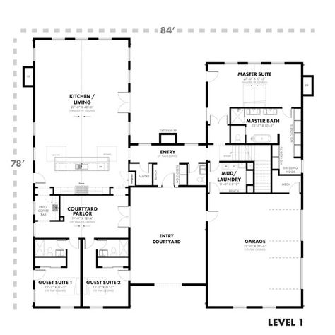 Modern Cottage House and Farmhouse Plans - Download Luxury Home Plans - Prim Haus Loft Style House Plans, H Shaped House Plans, H Shaped House, Prim Haus, Pavillion House, Loft Style House, Modern Cottage House Plans, Rambler House Plans, Farmhouse Loft