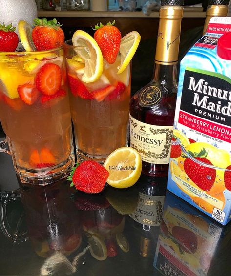 ALLURING on Twitter: "I NEED THIS… " Mixed Drinks Hennessy, Strawberry Hennessy Lemonade Drink Recipe, Strawberry Lemonade Hennessy Drink, Strawberry Hennessy Lemonade, Mixed Drinks With Hennessy, Hennessey Drink Recipes, Strawberry Hennessy Drink Recipe, Hennessy Recipes, Hennessy Mixed Drinks