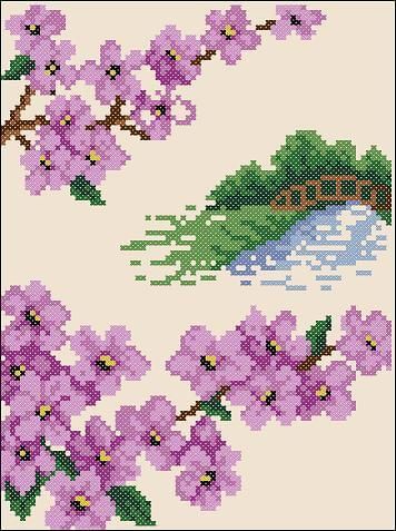 Japanese Cross Stitch, Cross Stitch Fonts, Cross Stitch Landscape, Stitch Pictures, Cross Stitch Pictures, Diy Cross Stitch, Floral Cross Stitch, Simple Cross Stitch, Cross Stitch Patterns Free