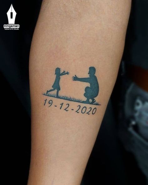 Men Tattoos For Daughter, Son And Daughter Tattoo For Dad, Tattoo For Daughter For Men, Mother Father Daughter Tattoos, Tattoos For Daughters For Fathers, Dad And Daughters Tattoo, Daughter Tattoo For Men, Tattoo Ideas For Fathers, Child Tattoo Ideas For Dad