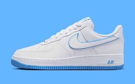 Official Images // Nike Air Force 1 Low "White/University Blue" Nike Air Force White, New Air Force 1, White Air Forces, Blue Air, Fashion Shoes Boots, All Nike Shoes, Air Force Blue, Nike Air Shoes, Nike Air Force 1 07