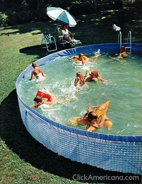 Vintage above-ground pools like these made swimming & summer water fun affordable - Click Americana Roger Wilkerson, Children Swimming Pool, Family Pool, Summer Water, Retro Summer, Pool Days, Above Ground Pool, Summer Bucket, Landscape Artist