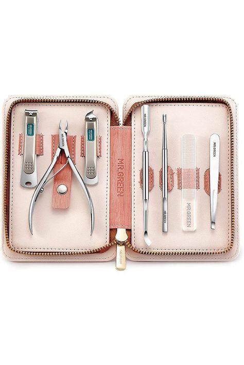 MR.GREEN 7in1 Manicure Sets Personal Care Tools Stainless Steel Professional Nail Clippers Pedicure Set Travel Case Kits (Mr-6032) Green Manicure, Glass Nail File, Ear Wax Removal, Pedicure Set, Tweezers Eyebrows, Cuticle Remover, Pedicure Kit, Glass Nails, Manicure Kit