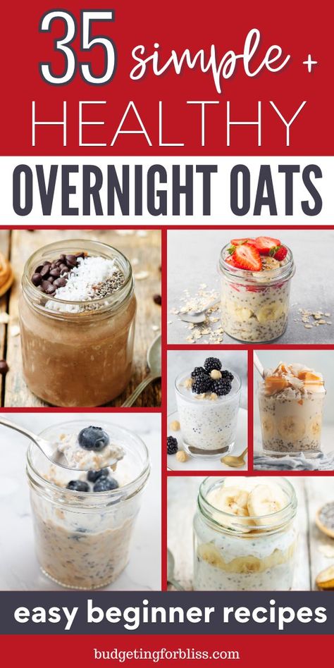 Find 35 healthy overnight oats recipes that are perfect for beginners. These quick and easy make-ahead breakfast recipes are a great way to make sure you can fit breakfast into your busy schedule and still eat healthy. You will find blueberry, strawberry, raspberry and banana overnight oats. As well, as peanut butter, chocolate, pumpkin, and so much more. Low Calorie Overnight Oats, Rolled Oats Recipe, Fit Breakfast, Raspberry Overnight Oats, Healthy Overnight Oats, Oats Recipes Breakfast, Pumpkin Overnight Oats, Night Oats, Sleeve Recipes