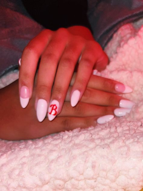 Nails B Initial, V Initial Nails, Letter B Nails, B Initial Nails, R Initial Nails, B Letter Design, Initial Acrylic, Nike Nails, Gell Nails