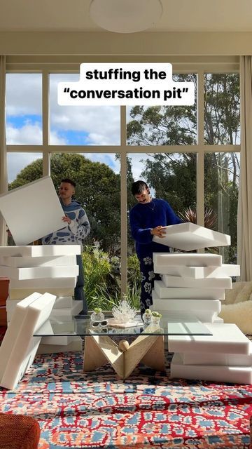 Josh & Matt on Instagram: "now it’s really starting to look like a conversation pit 🤩 #home #interiordesign #furniture #conversationpit #livingroom" Faux Conversation Pit, Conversation Pit Diy, Diy Conversation Pit, Conversation Pit, Amazon Beauty, Witch House, Amazon Beauty Products, Interior Inspo, Home Bedroom