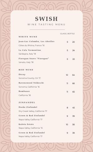 wine tasting Design Templates - MustHaveMenus (104 found) Wine Menu Ideas, Wine Menu Design Layout, Wine Tasting Menu Design, Wine Bar Menu Design, Tasting Menu Design, Wine Menu Design Ideas Restaurants, Menu Maker, Beige Color Scheme, Menu Design Template