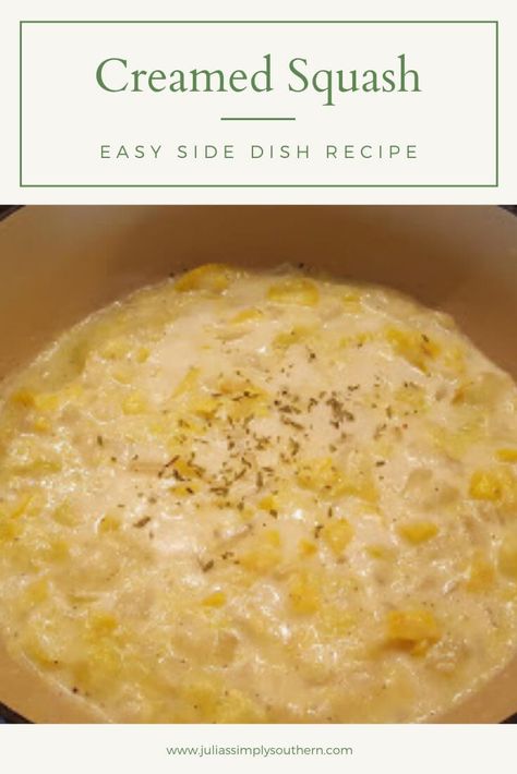 Creamed Squash Side Dish #recipe Mashed Summer Squash, Mashed Yellow Squash, Creamed Squash Recipes, Southern Squash Recipes, Stewed Squash Southern, Stewed Yellow Squash Recipes, Shredded Yellow Squash Recipes, Southern Yellow Squash Casserole, Yellow Squash Recipes Baked