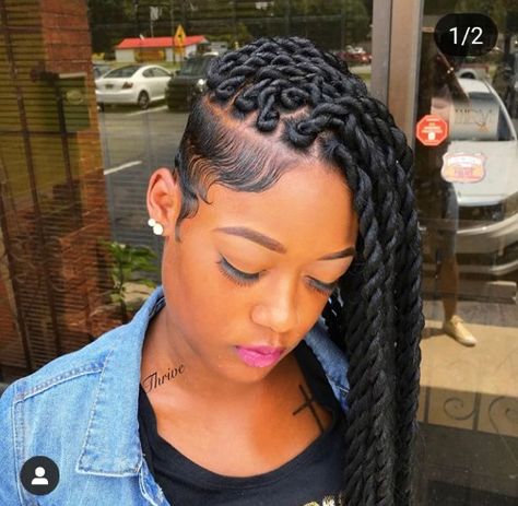 Box Braids Shaved Sides, Amazing Braids, Braids With Shaved Sides, Shaved Side Hairstyles, Twisted Hair, Tapered Hair, Side Hairstyles, Twist Braid Hairstyles, Sassy Hair