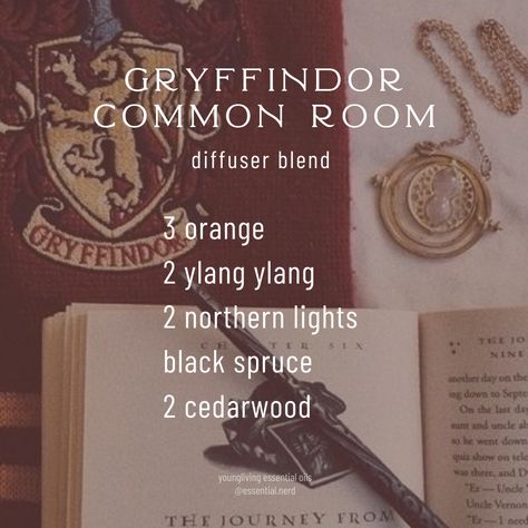 Gryffindor Essential Oil Blend, Hogwarts Diffuser Blends, Dark Academia Diffuser Blend, Harry Potter Diffuser Blends, Harry Potter Essential Oil Blends, Dark Academia Essential Oil Blends, Gryffindor Common Room, Essential Oil Perfumes Recipes, Eo Blends