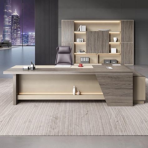 L Shaped Executive Desk, Office Table Design, Office Interior Design Modern, Executive Office Desk, Table Office, Luxury Office, Minimalist Office, Office Furniture Design, Executive Desk