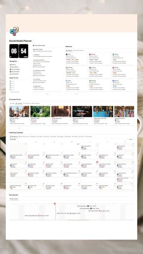 social media planner for notion, planner for content creators, marketing and strategy planner, posts and ads, instagram planner, tiktok planner, facebook planner Notion For Social Media Manager, Notion Instagram Planner, Content Planner Notion Template, Notion Template Ideas Content Creator, Notion Template Social Media Manager, Social Media Planner Notion, Social Media Notion Template, Content Calendar Notion, Notion Content Planner Template