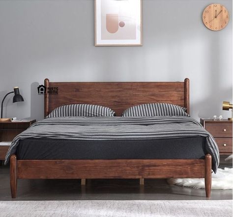 Brown Wooden Bed, Minimal Bedroom Ideas, Modern Style Bed, Platform Bed Designs, Wood Bed Design, Minimalist Bed, Bed Frame Design, Furniture Details Design, Cama Queen