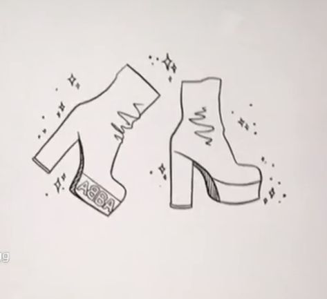 Go Go Boots Tattoo, Dancing Boots Tattoo, Disco Boots Tattoo, Gogo Boots Tattoo, Mamma Mia Doodles, Groovy Tattoo Ideas, Dancing Queen Tattoo, Groovy Tattoo, Disco Tattoo