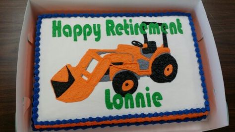 Kubota tractor sheet cake by Karen's Kaykes Tractor Sheet Cake, Tractor Cake, Kubota Tractor, Kubota Tractors, Happy Retirement, Cake Decor, Birthday Cake Kids, Sheet Cake, 4th Birthday